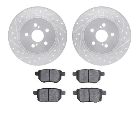 DYNAMIC FRICTION CO 7302-75035, Rotors-Drilled and Slotted-Silver with 3000 Series Ceramic Brake Pads, Zinc Coated 7302-75035